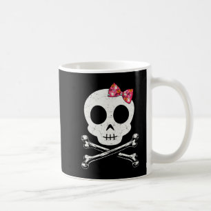 Süßer Totenkopf und gekreuzte Knochen rosa Fliege Kaffeetasse