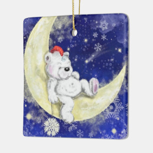 Süßer Träumender Kleiner Bär - Frohe Weihnachten Keramikornament