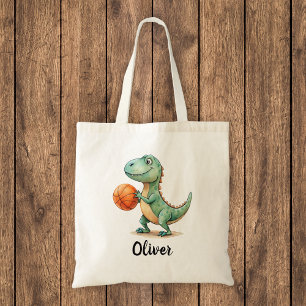 Süßer Trex spielt Basketball Personalisiert Tragetasche