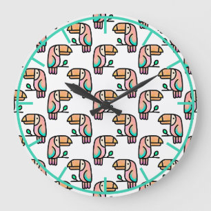 Süßer tropischer Tukane-Vogel-Tier-Geschenk für Ki Große Wanduhr
