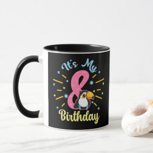 Süßer Tukan 8. Geburtstag 8 Jahre alte Geburt Mädc Tasse