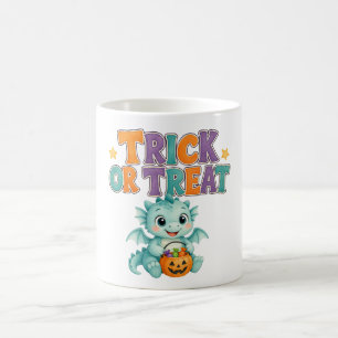 Süßer Türkis-Drache und Kürbis-Halloween Kaffeetasse
