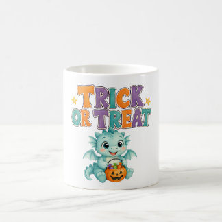 Süßer Türkis-Drache und Kürbis-Halloween Kaffeetasse