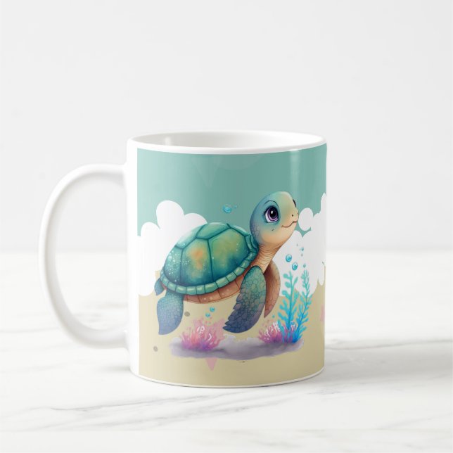 Süßer Turtle-Kinder-Name Kaffeetasse (Links)
