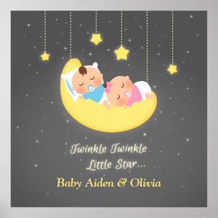 Süßer Twinkle Twinkle Little Star Zwillingsplakat Poster