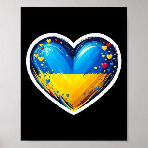 Süßer Ukrainischer Bynner Fan Ukraine-Flagge Herz  Poster