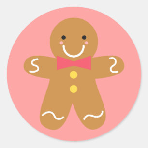 Süßer und glücklicher Lebkuchenmann für Weihnachte Runder Aufkleber
