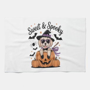 Süßer und Gruseliger Hund Halloween Geschirrtuch