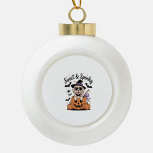 Süßer und Gruseliger Hund Halloween Keramik Kugel-Ornament