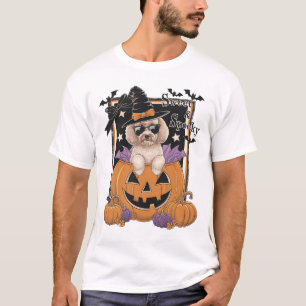 Süßer und Gruseliger Pudel und Kürbis T-Shirt