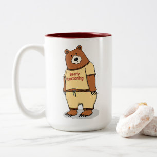 Süßer und lustiger kaum funktionierender Bär Zweifarbige Tasse