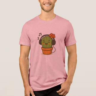 Süßer und lustiger singender Kaktus mit Kopfhörern Tri-Blend Shirt