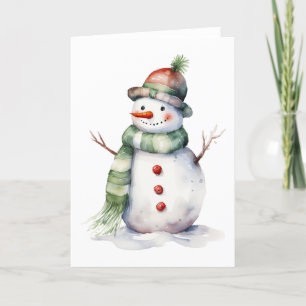 Süßer und realistischer Schneemann BLANK  Feiertagskarte