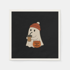 Süßer unheimlicher Geist mit roter Beanie Hallowee Serviette