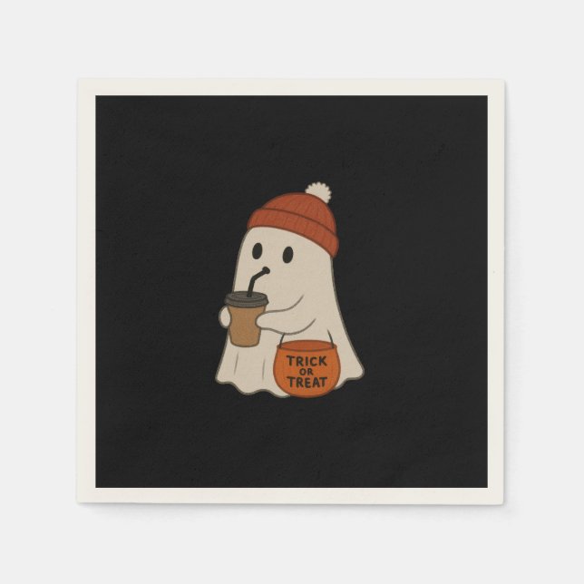 Süßer unheimlicher Geist mit roter Beanie Hallowee Serviette (Vorderseite)