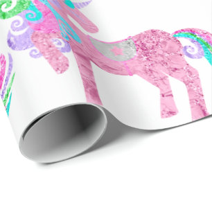Süßer Unicorn-erröten funkelnd Glitzer-Rosa Geschenkpapier