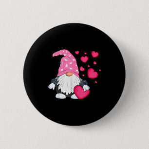 Süßer Valentins-Gnom mit Herzballon Frieden L Button