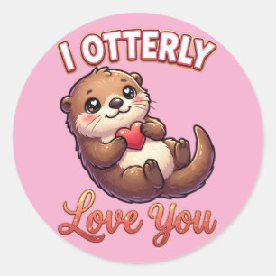 Süßer Valentins-Otter – Ich liebe dich Otter-mäßig Runder Aufkleber
