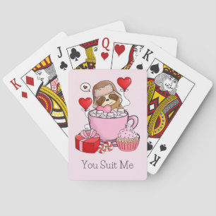 Süßer Valentinsfaultier Spielkarten