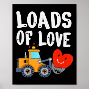 Süßer Valentinstag-Bulldozer voller Liebe Fahrzeug Poster