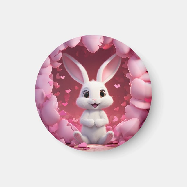 Süßer Valentinstag-Hasen-Magnet  Magnet (Vorne)
