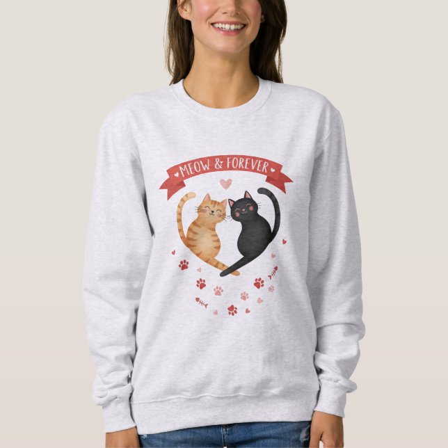 Süßer Valentinstag-Katzenpullover Sweatshirt (Vorderseite)