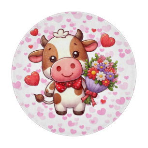 Süßer Valentinstag-Kuh Schneidebrett