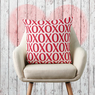 Süßer Valentinstag XOXO Rot und Rosa Kissen