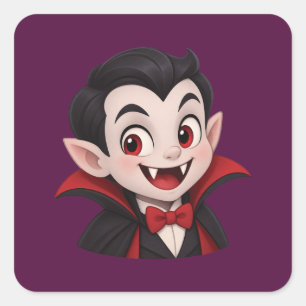 Süßer Vampir Halloween Cartoon Quadratischer Aufkleber