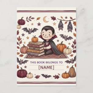 Süßer Vampir-Halloween-Exlibris personalisiert für Postkarte