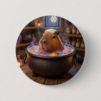 Süßer Vampir-Kessel-Bad-Capybara-Button-Pin Button