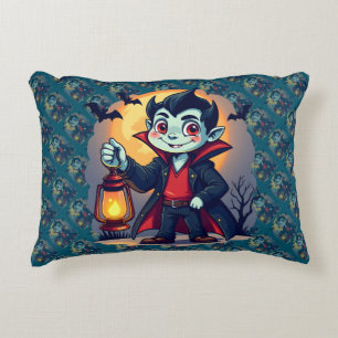 Süßer Vampir mit Laterne Kawaii Halloween Dekokissen