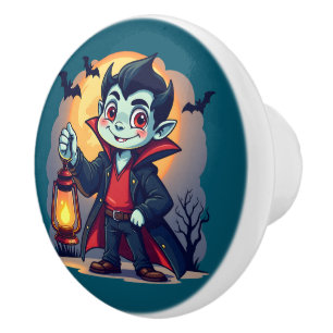 Süßer Vampir mit Laterne Kawaii Halloween Keramikknauf