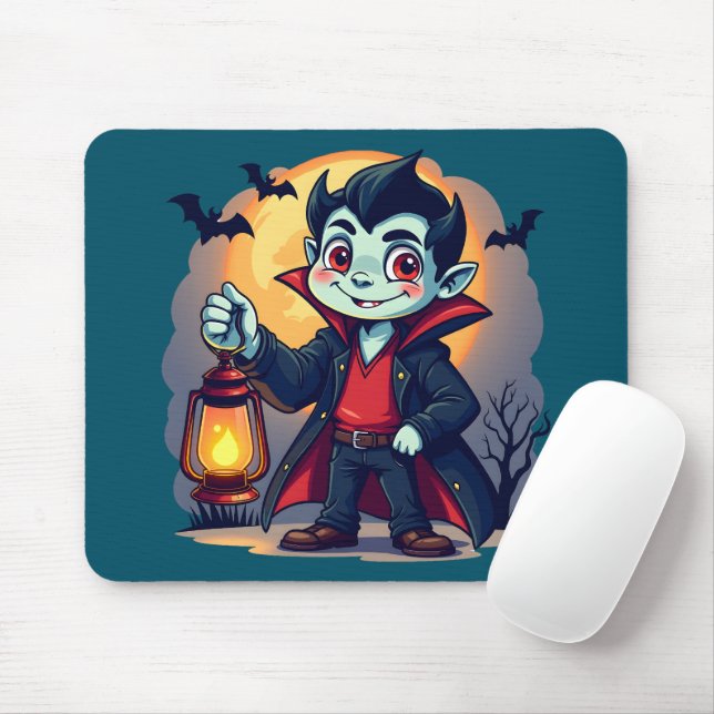 Süßer Vampir mit Laterne Kawaii Halloween Mousepad (Mit Mouse)