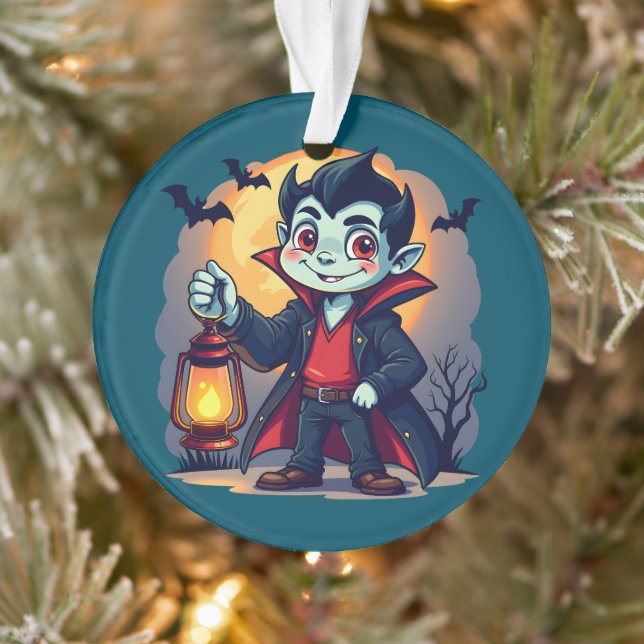 Süßer Vampir mit Laterne Kawaii Halloween Ornament (Baum)