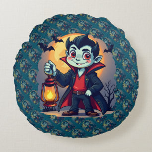 Süßer Vampir mit Laterne Kawaii Halloween Rundes Kissen