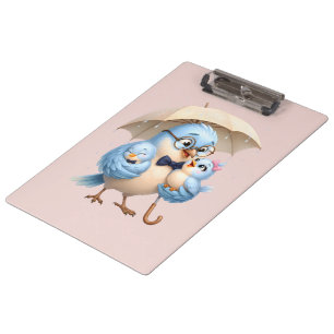 Süßer Vater-Vogel-Clip-Board-Familien-Design Klemmbrett