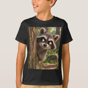 Süßer verspielter spähender Waschbär T-Shirt