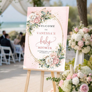 Süßer verstaubter rosa floraler Eukalyptus-Baby-Sh Poster