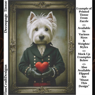 Süßer viktorianischer Westie-Hund, rotes Herz ES9 Seidenpapier