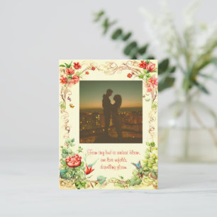 SÜSSER VINTAGE-BLUMENRHMEN MIT LIEBESZITAT POSTKARTE