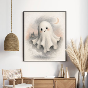 Süßer Vintage-Halloween-Geist Poster