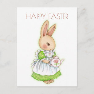 Süßer vintage Osterhase Kaninchen Postkarte