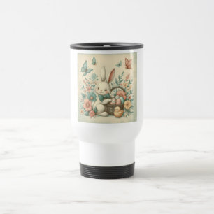 Süßer, vintage Osterhase & Küken Reisebecher
