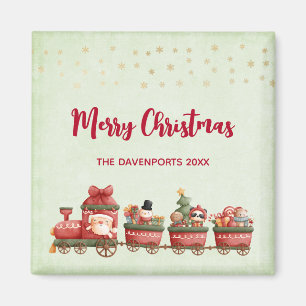 Süßer vintage Weihnachtszug mit Spielzeug Xmas Magnet
