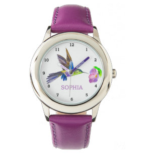 Süßer Vogel Kolibri Blumen Mädchen Kinder Armbanduhr