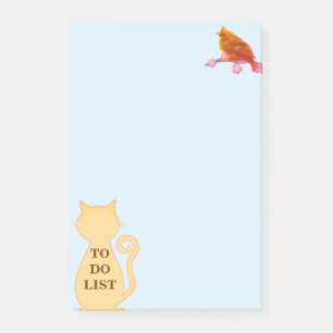 Süßer Vogel und Katze To-Do-Liste Post-it Klebezettel