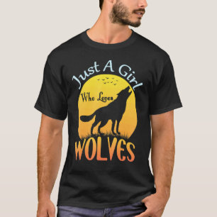 Süßer Vollmondwolf Nur ein Mädchen das Wölfe l T-Shirt