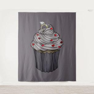 Süßer Vorschlag-Cupcake Wandteppich