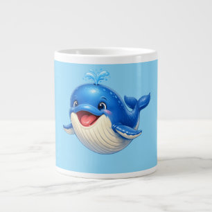 Süßer Wal mit großen Augen Glückliches Meeres-Tier Jumbo-Tasse